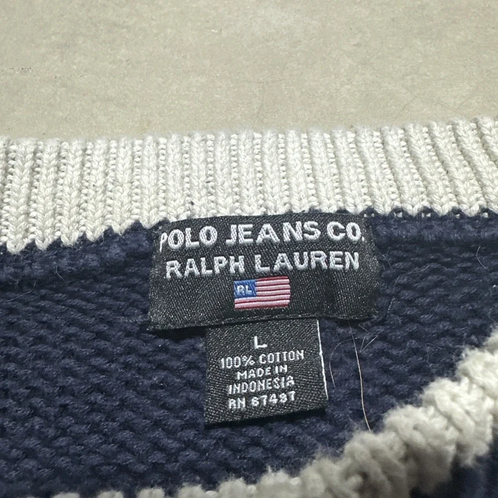 Ralph Lauren Polo Jeans Company Men's Knitted Sweater Blue XL Flag Classic Top